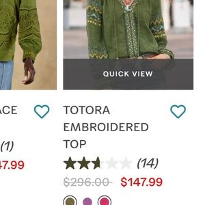 Sundance Green Embroidered Blouse